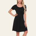 Black short sleeve casual dress for women
