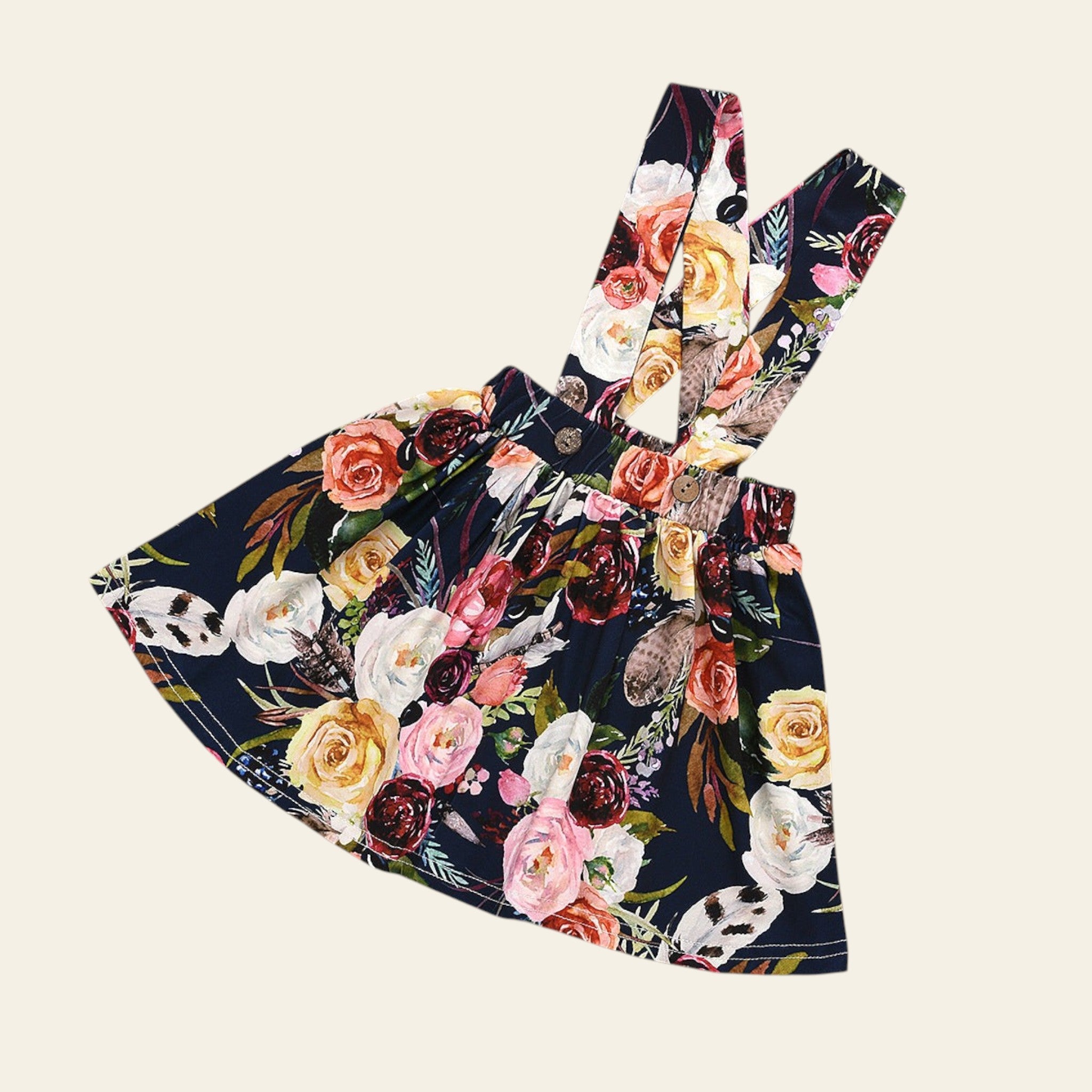 Floral dress with animal print on a wooden surface