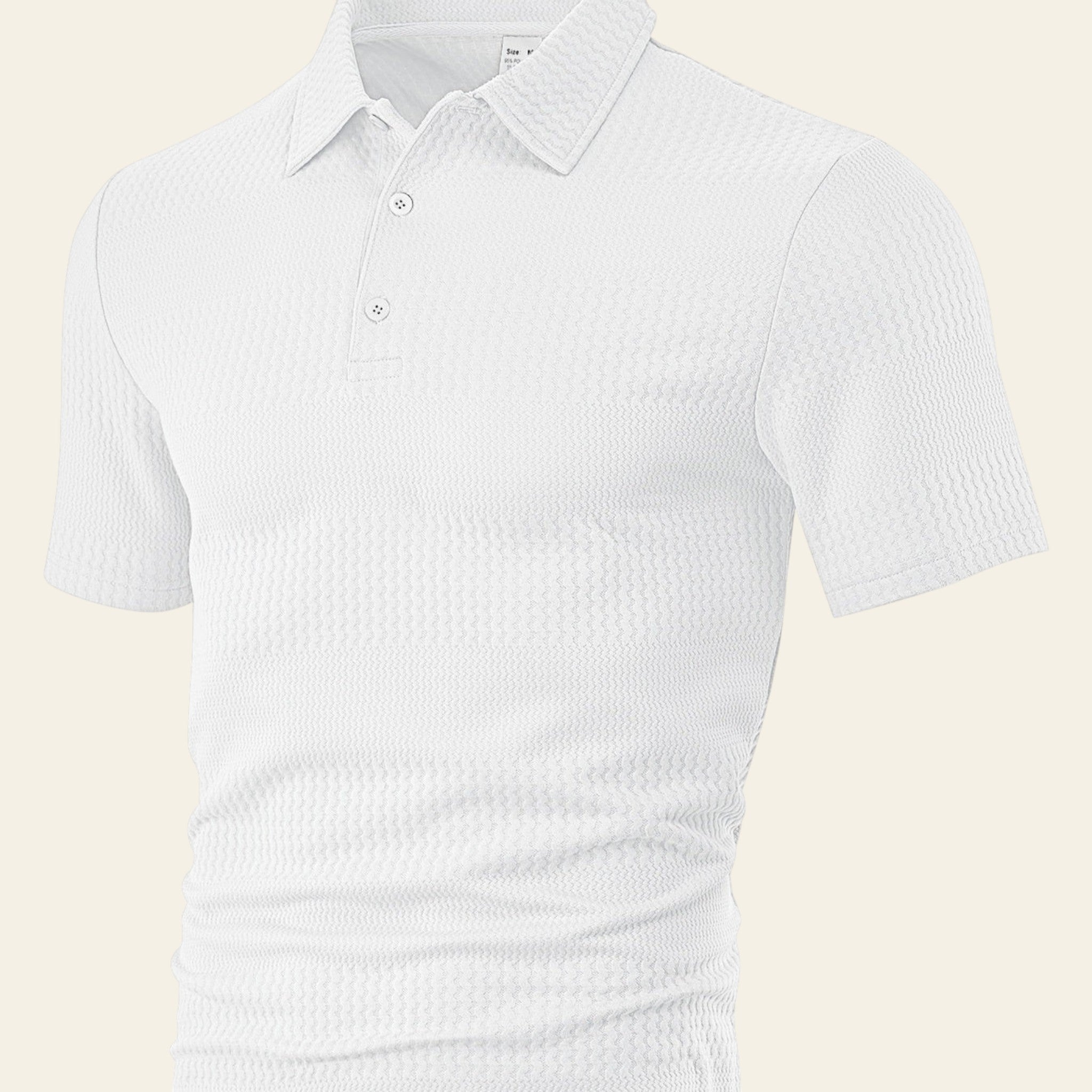 Men's white jacquard short sleeve shirt