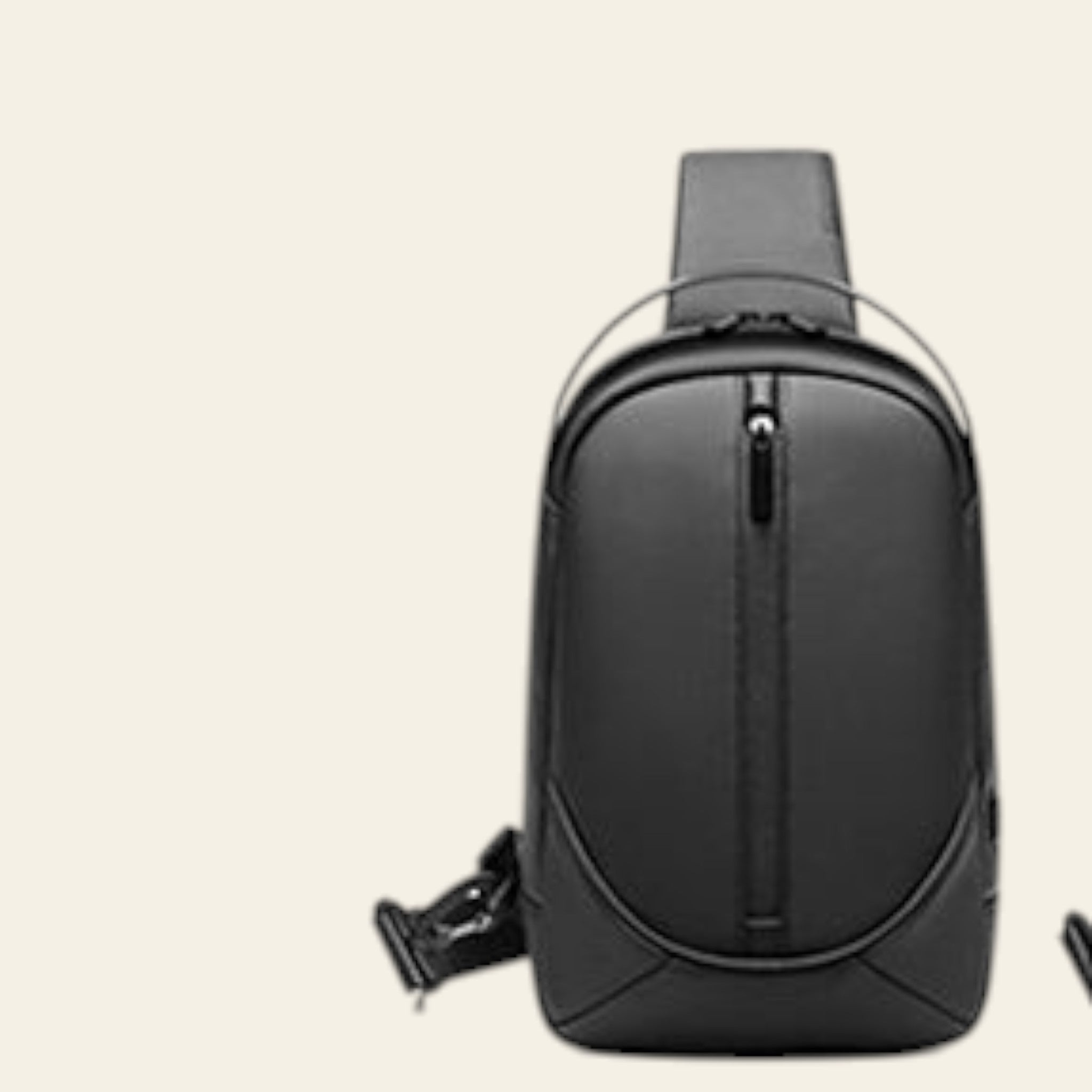 Black crossbody bag on a white background