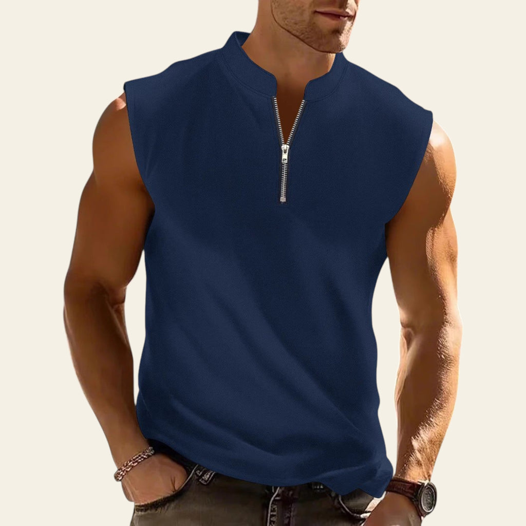 Men sleeveless workout t-shirt in navy blue color