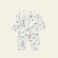 Baby onesie with animal print on a white background