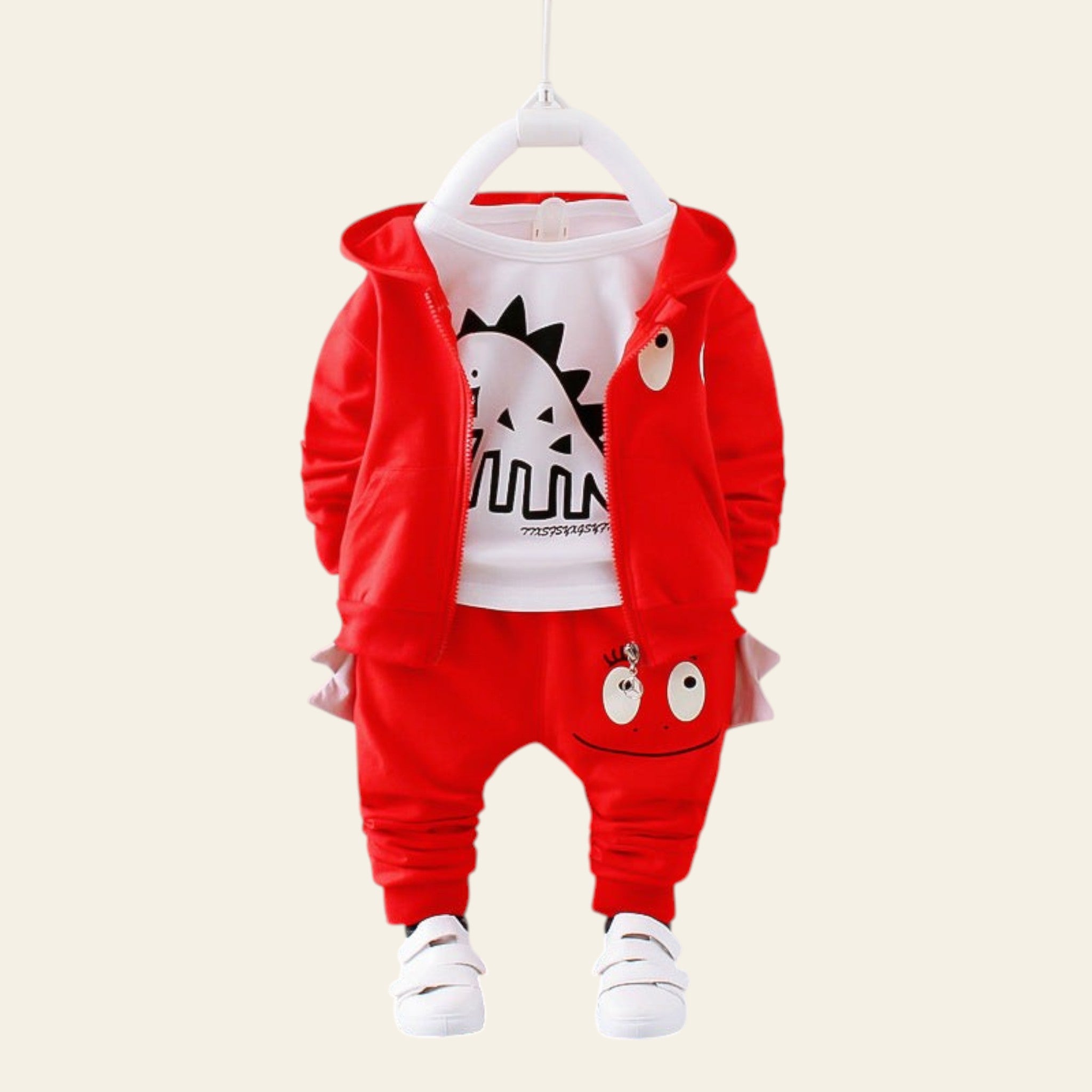 Kids Cartoon Dinosaur Outfit Set - Cotton Hoodie & Pants - Sizes 73-110 cm