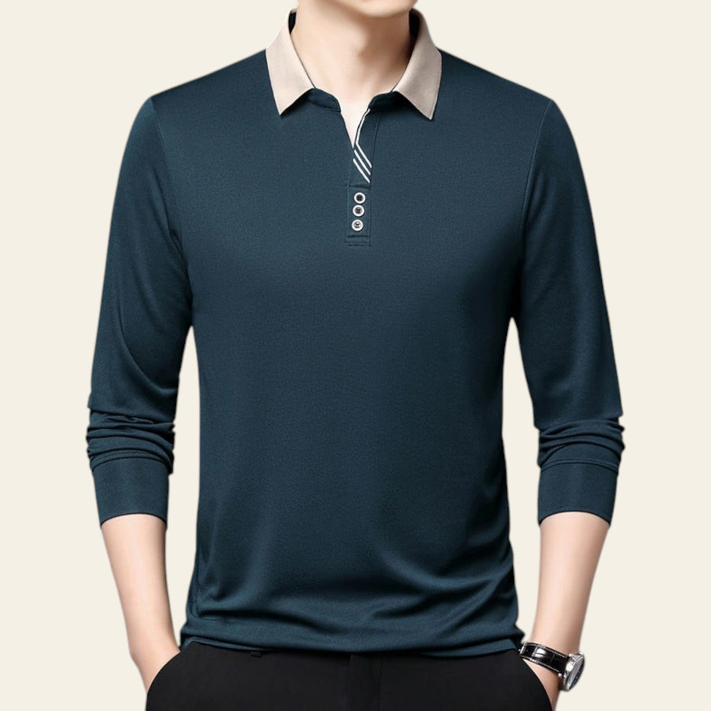 Men's short-sleeve polo shirt in haqing