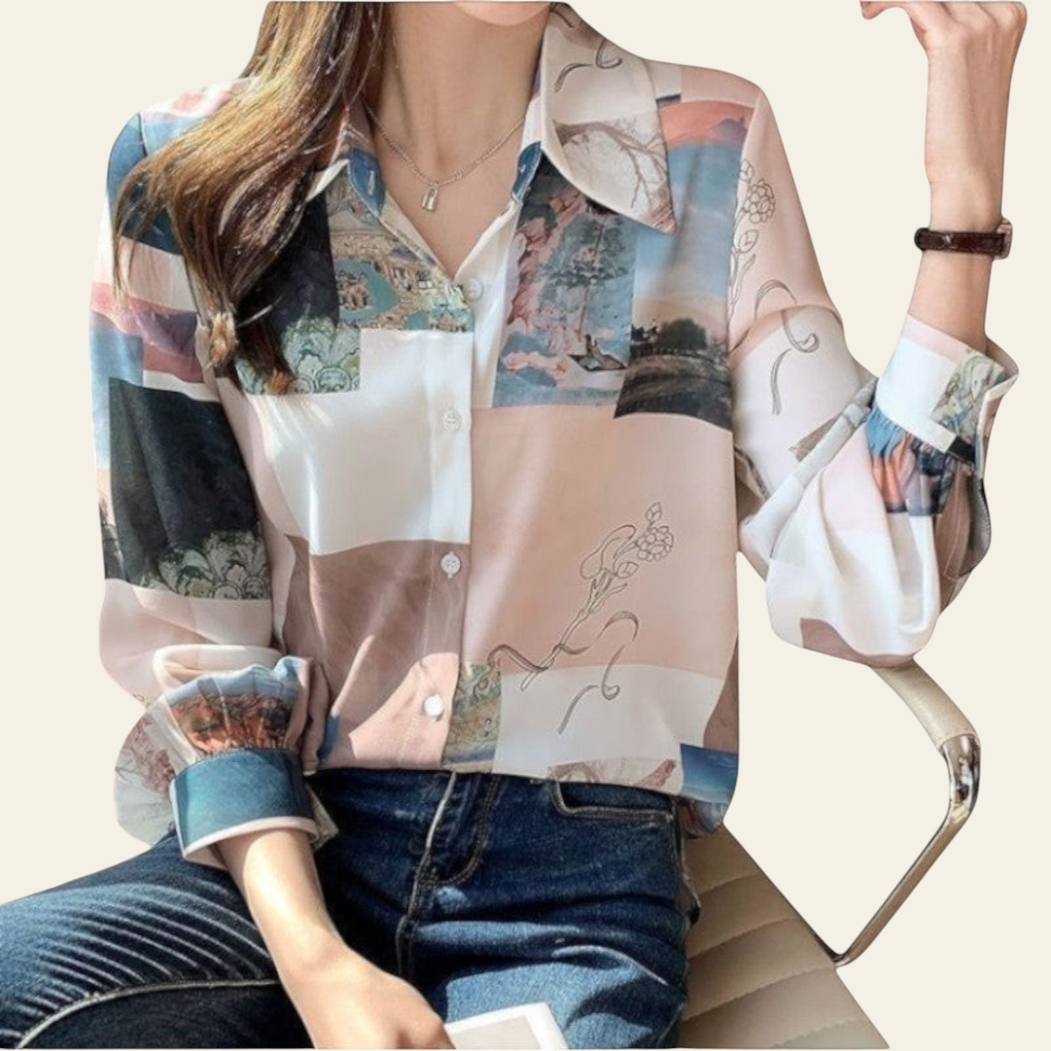 StyleSphere Loose Fit Printed Blouse for Women | Casual Elegant Shirt
