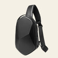 Black sling bag on a white background