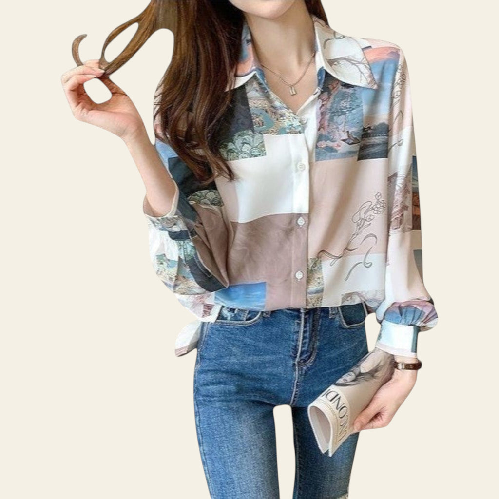 StyleSphere Loose Fit Printed Blouse for Women | Casual Elegant Shirt