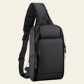 Black sling bag on a white background