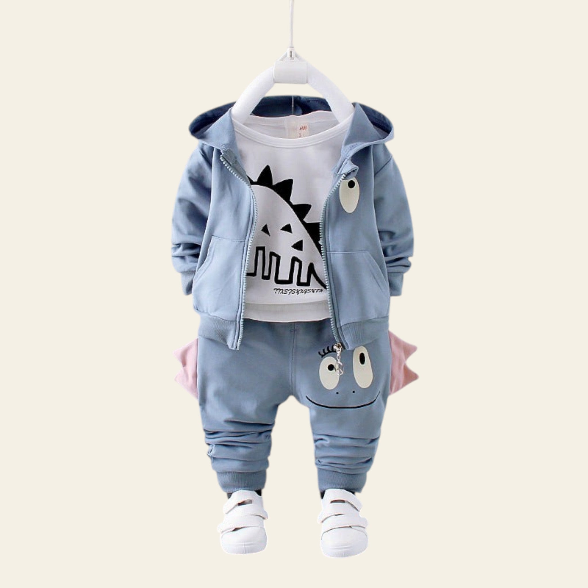Kids Cartoon Dinosaur Outfit Set - Cotton Hoodie & Pants - Sizes 73-110 cm