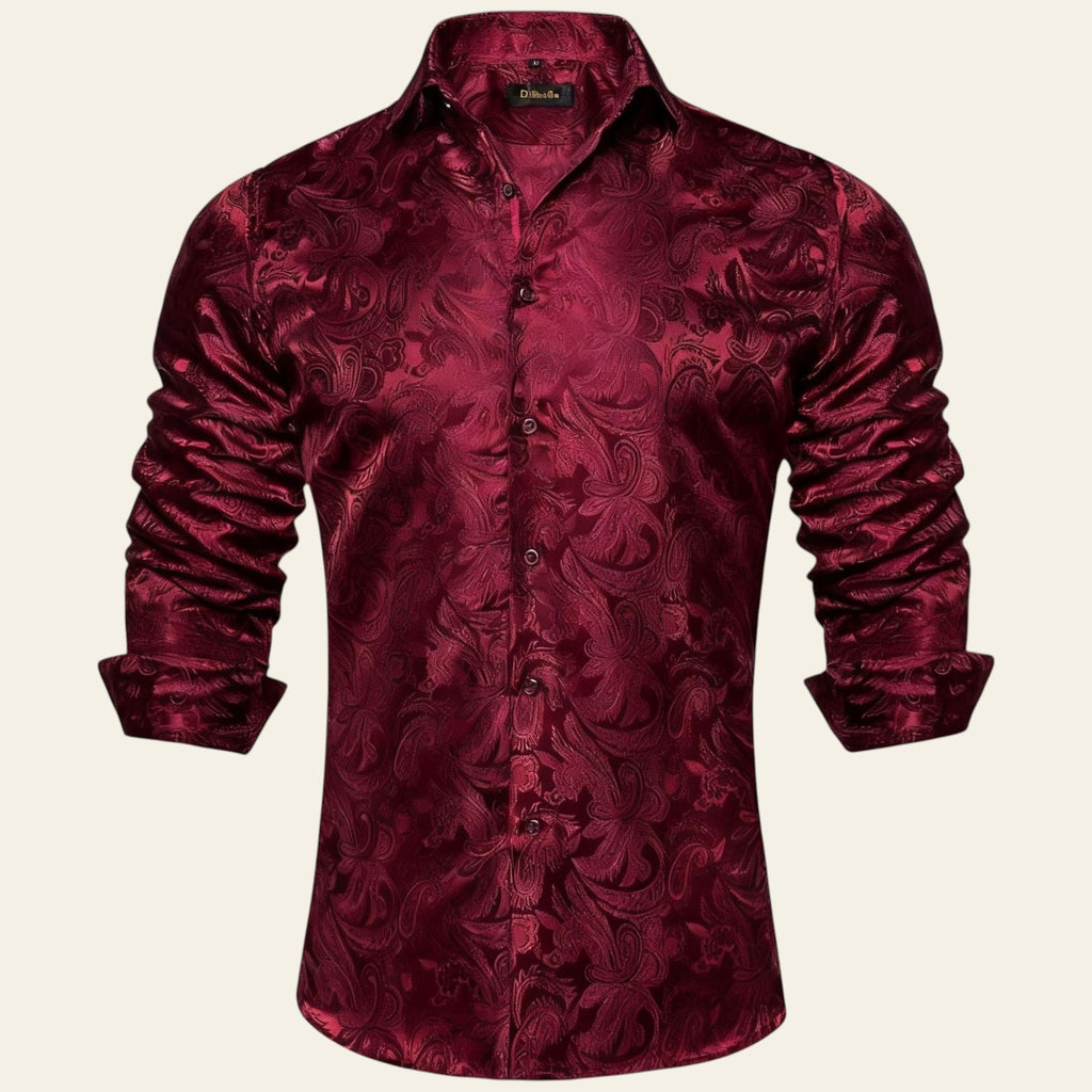 Red patterned shirt on a white background