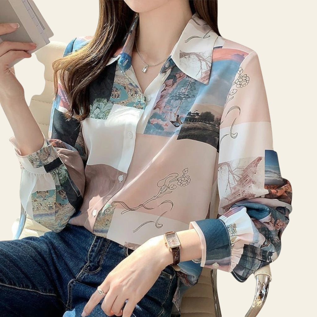 StyleSphere Loose Fit Printed Blouse for Women | Casual Elegant Shirt