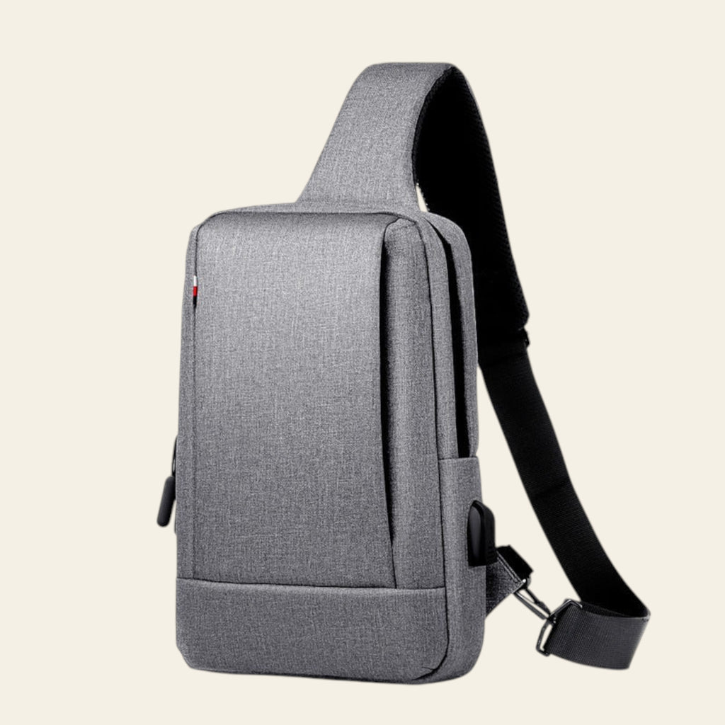 Gray sling bag on a white background