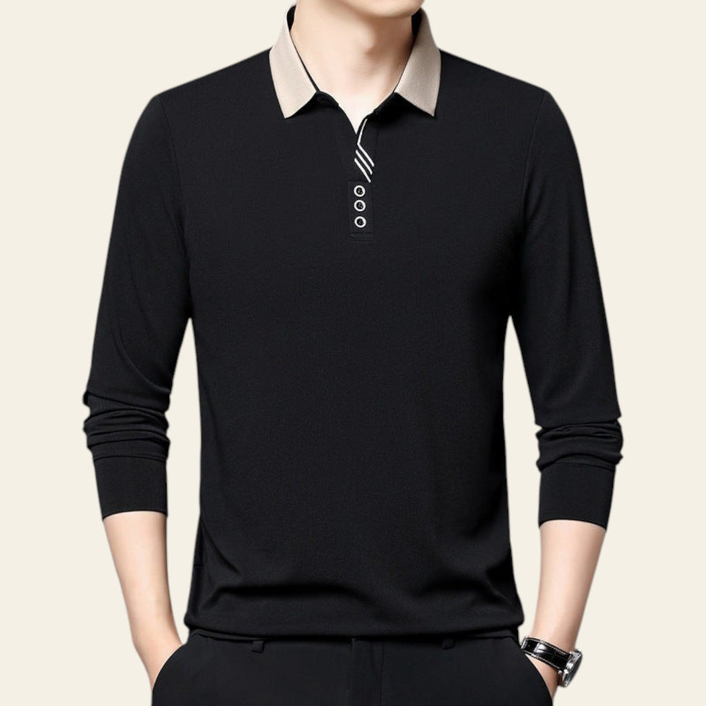 Men's short-sleeve polo shirt in black