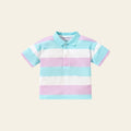 Pastel striped polo shirt on a white background