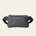 Gray patterned waist bag on a white background