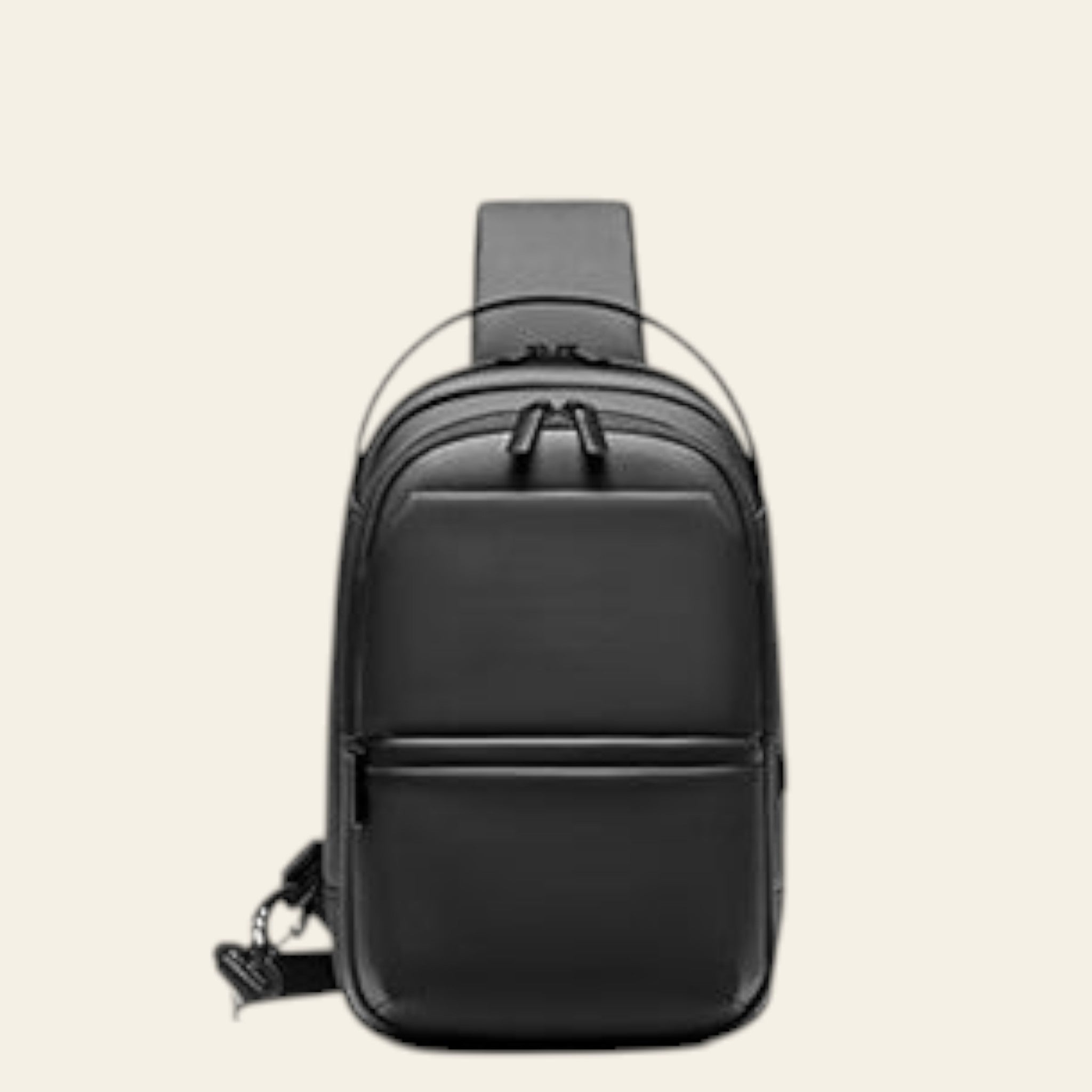 Black backpack on a white background