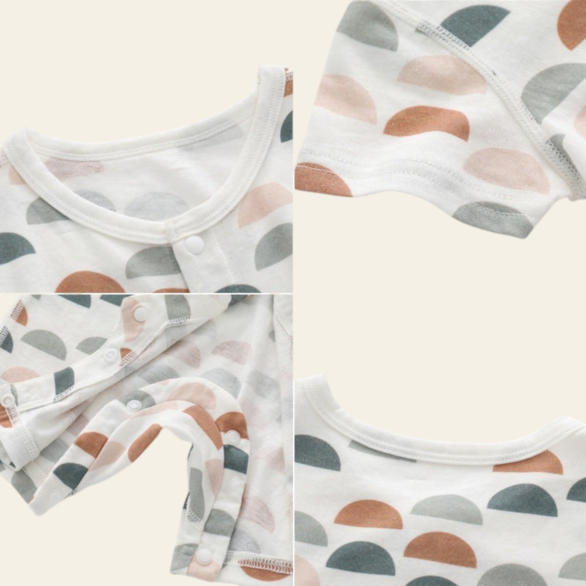 Baby outfit with cloud pattern on a white background