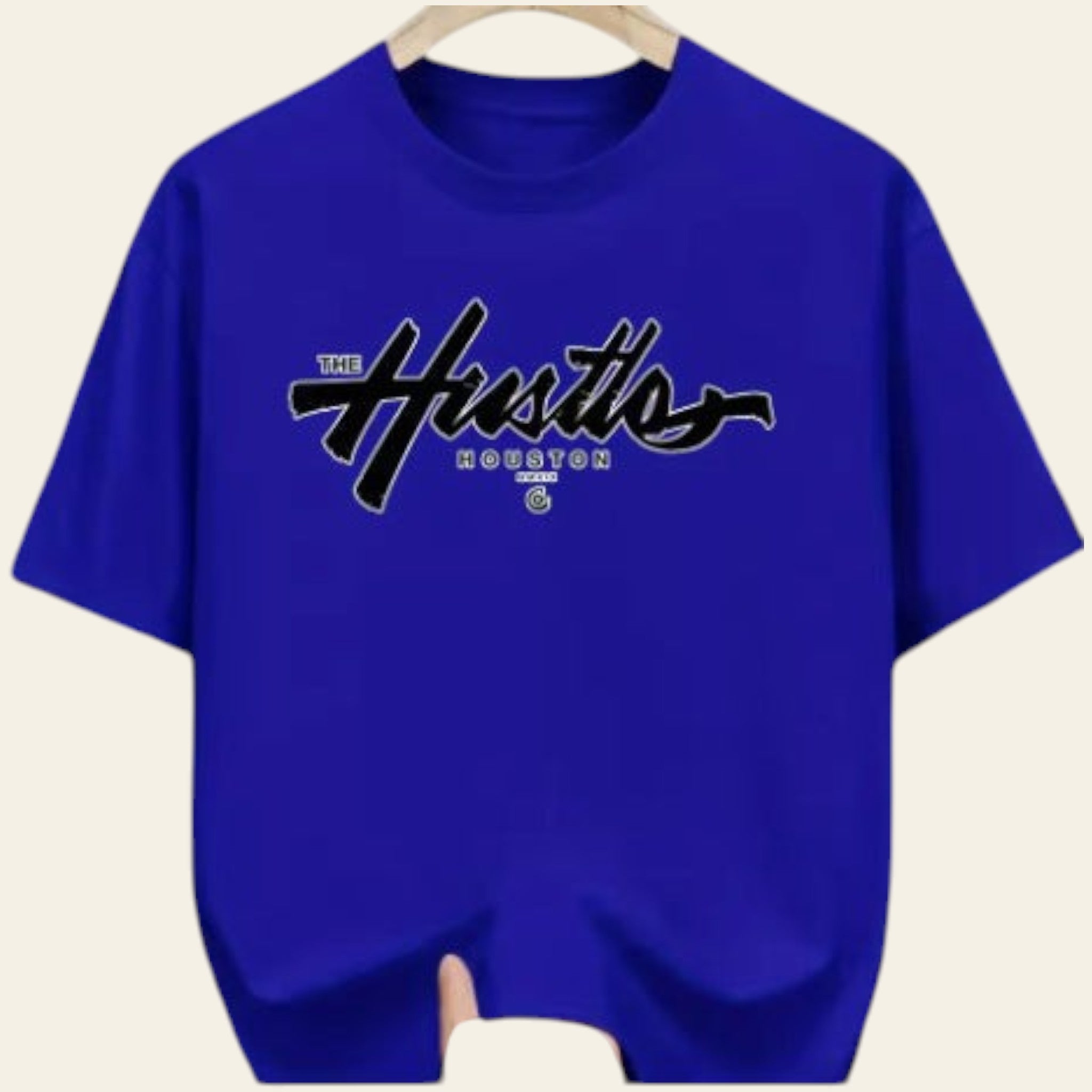 Blue printed men's casual T-shirt