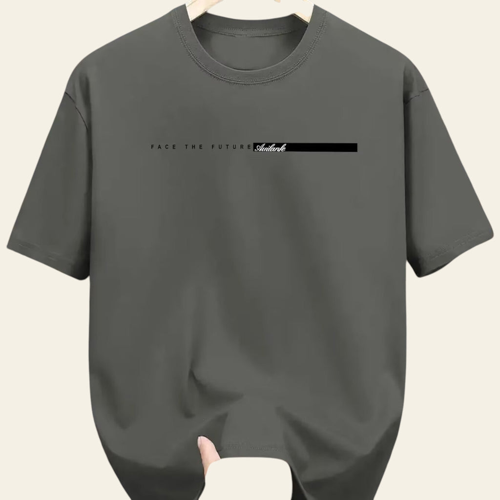 Gray half zip short sleeve men's shirt, solid color, relaxed fit