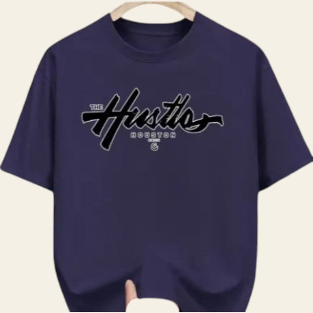 Navy blue printed men's T-shirt