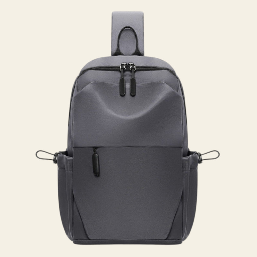 Gray backpack on a white background