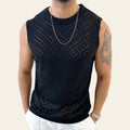 Men wearing a black sleeveless knitted casual shirt