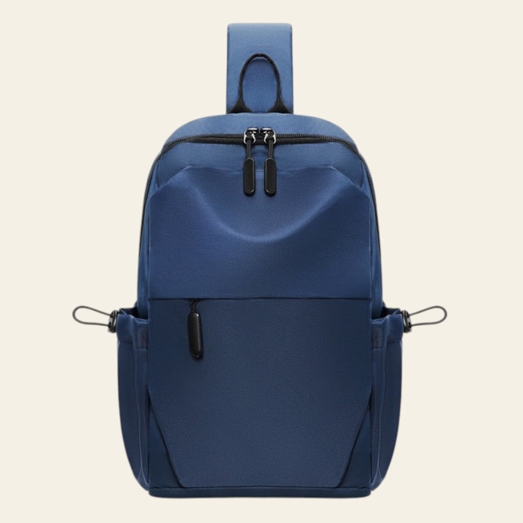 Blue backpack on a white background