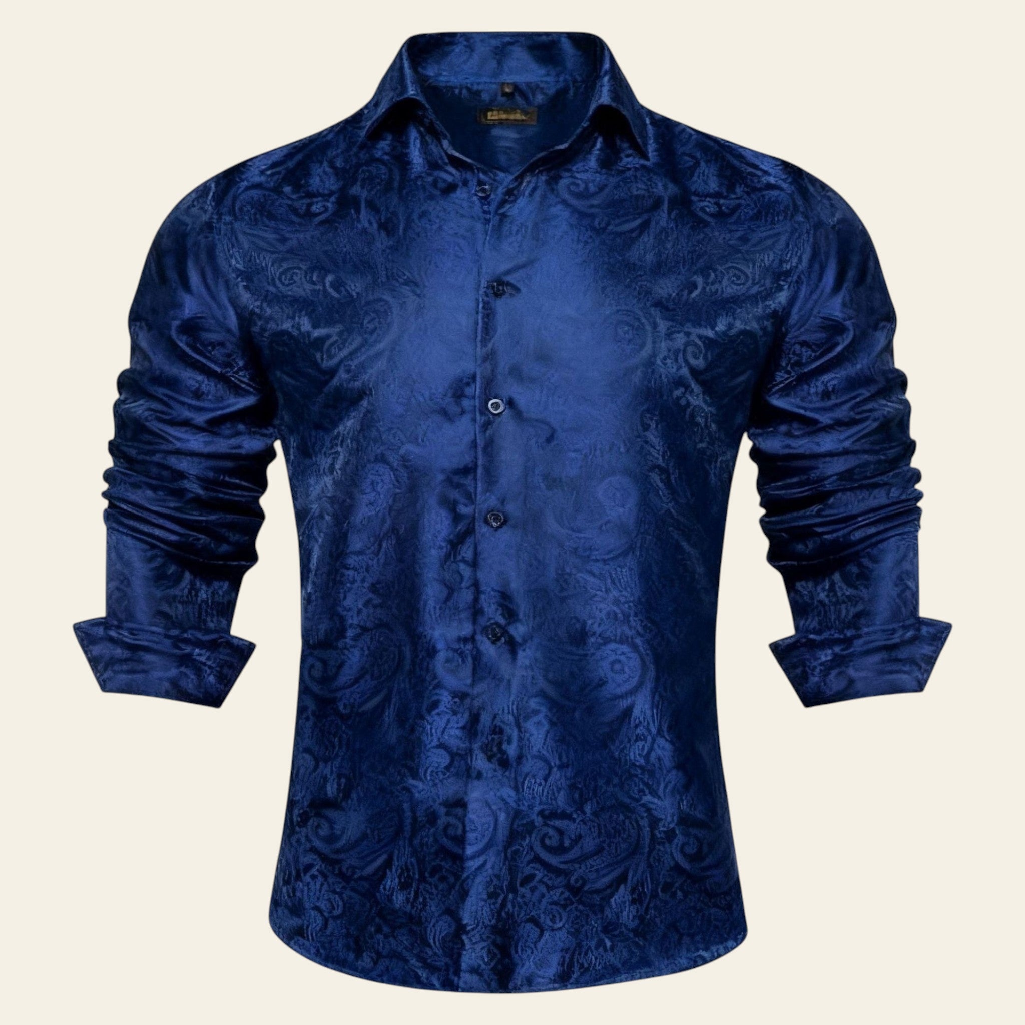 Blue patterned shirt on a white background