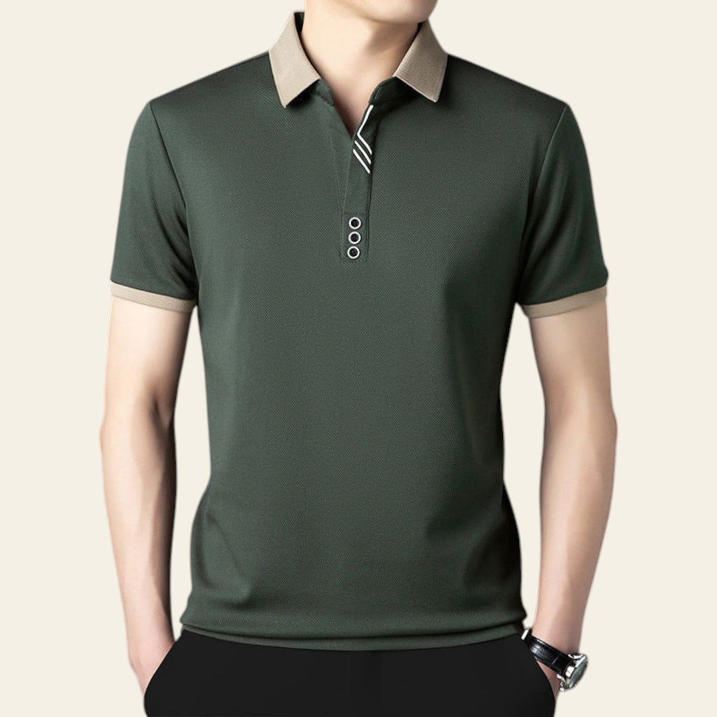 Men's short-sleeve polo shirt in bean green