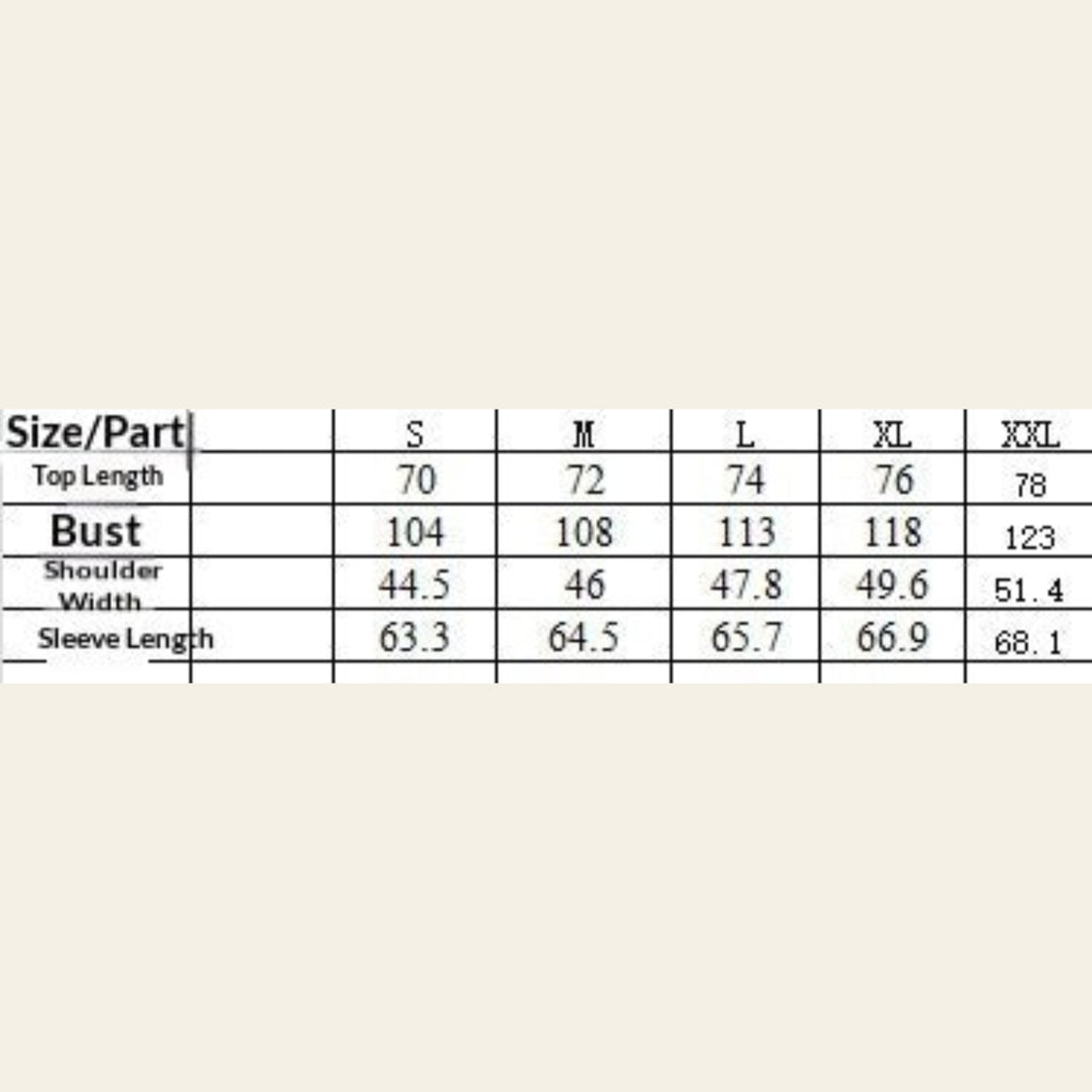 Men polo shirt size chart with measurements