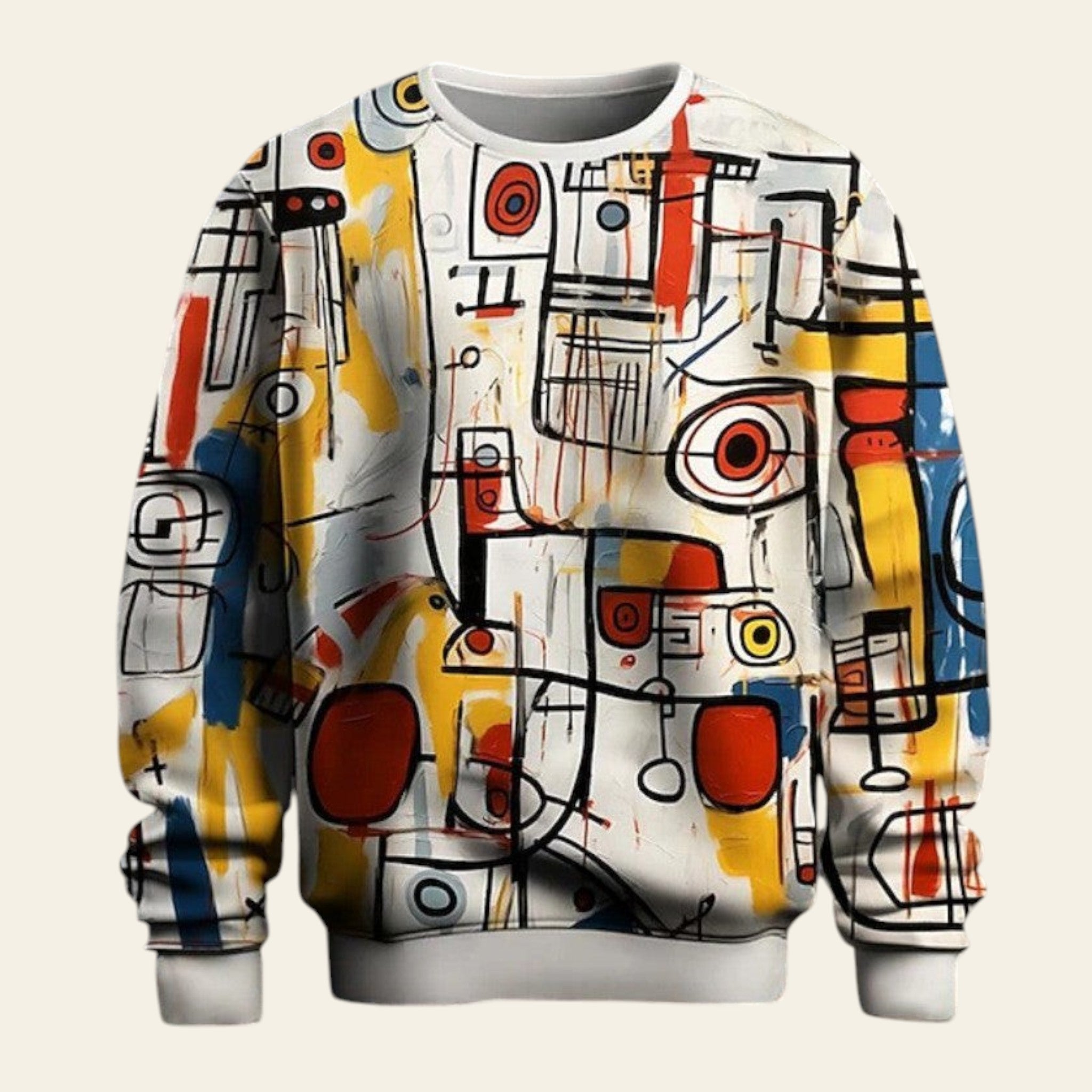 Men's graffiti print pullover hoodie - orange & yellow abstract pattern