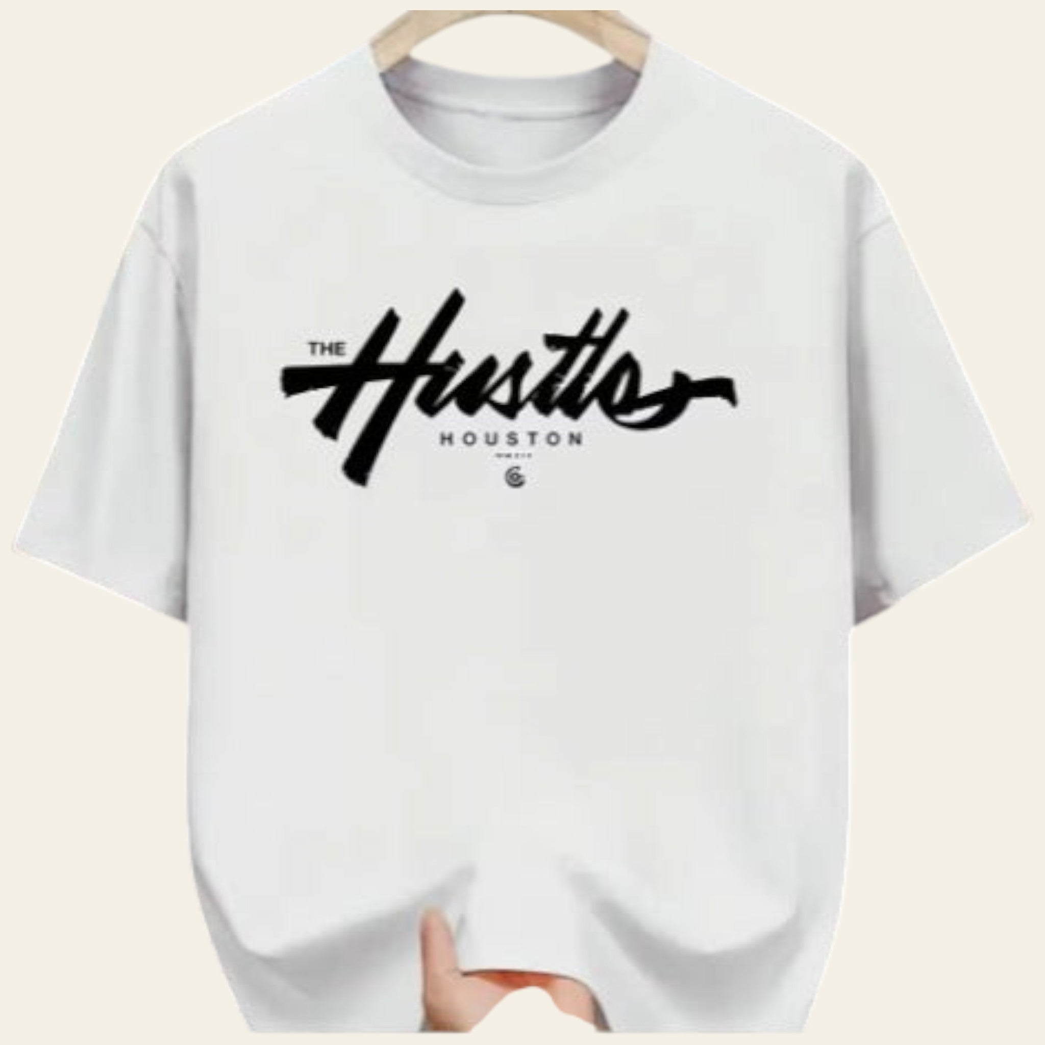 White printed men's short sleeve T-shirt
