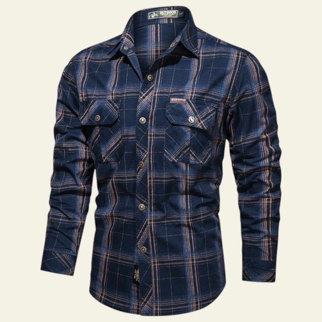 Blue plaid shirt on a white background