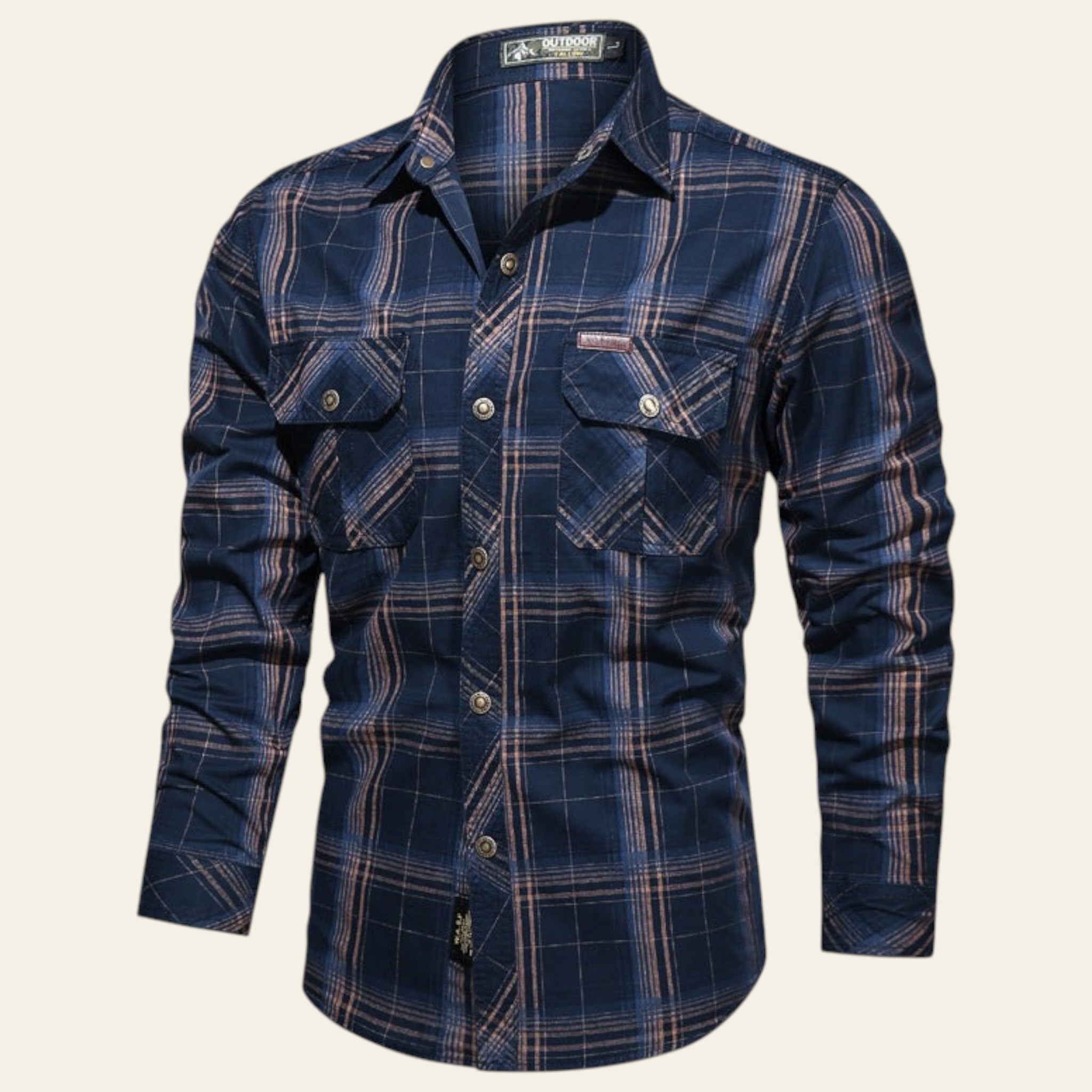 Blue plaid shirt on a white background