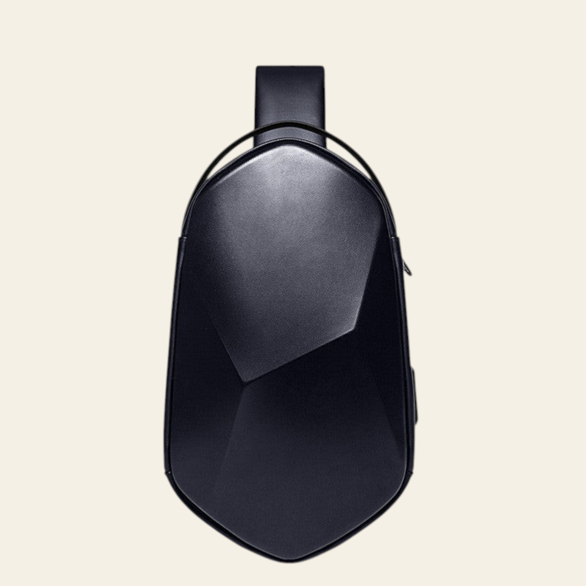 Black crossbody bag on a white background