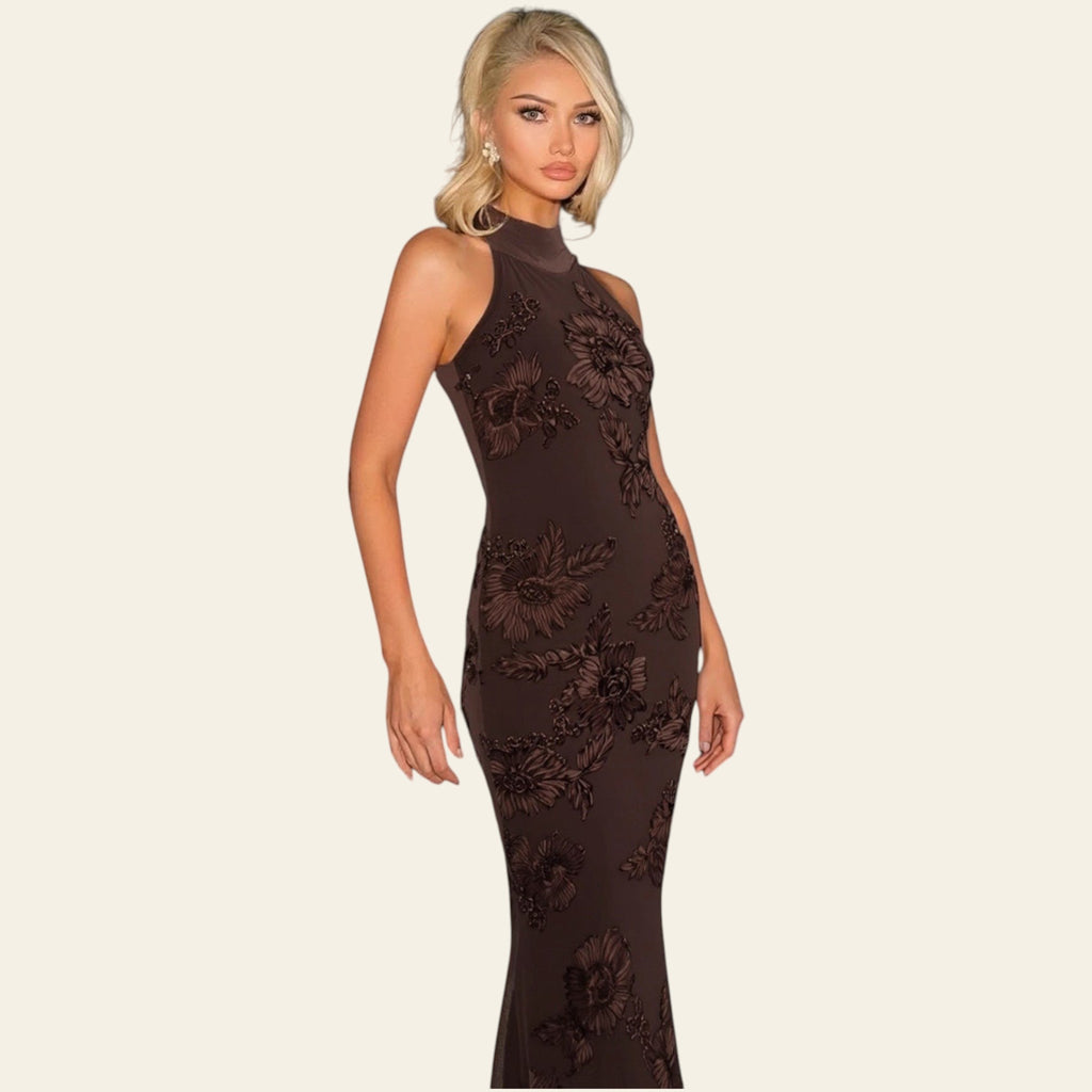 Elegant sleeveless black evening dress